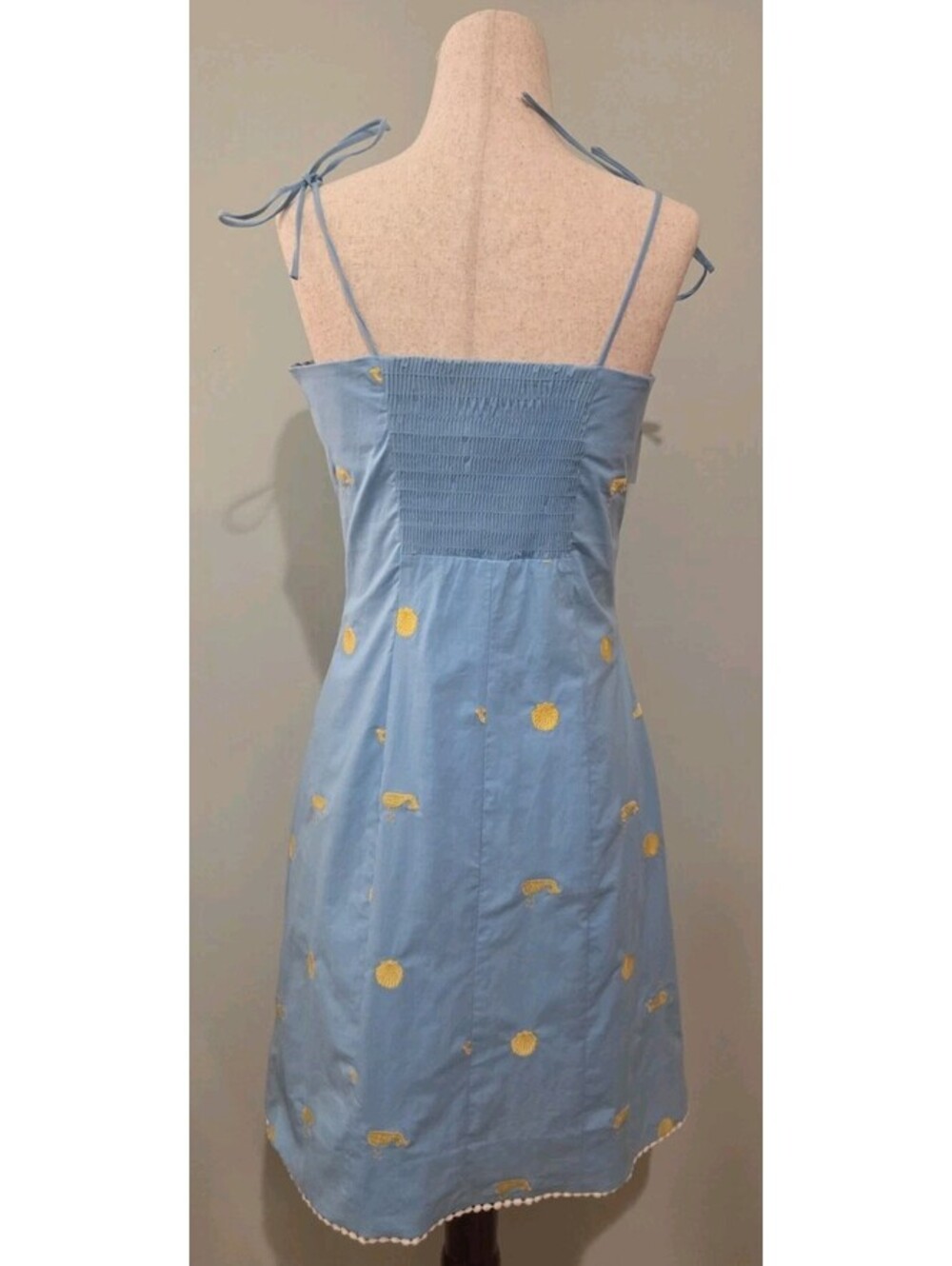Lilly Pulitzer Sz 8 Lily Pad Cape Cod Blue Cocktail Dress Yellow Whale Vintage - Picture 6 of 10